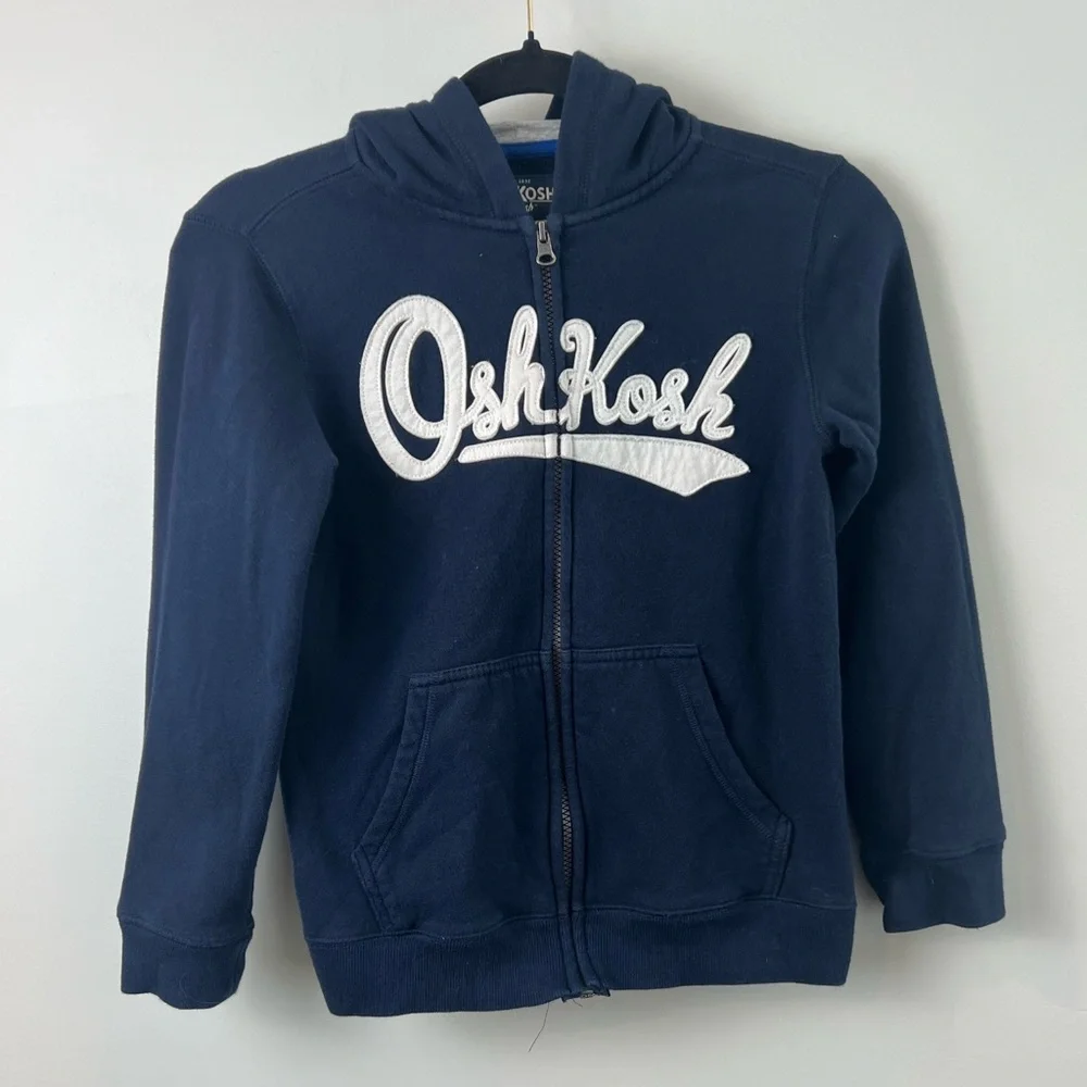 Oshkosh Zip Front Hooded Sweatshirt jacket hoodie Boys size 10 Spell Out